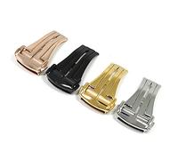 BANGHA Métal Fermoir,Boucle Bracelet De Montre Double presse Paperfly Boucle Fermoir pliable pour OMEGA Seamaster 16mm 18mm 20mm High de haute qualité Strap Accessoires(20mm Black)