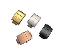 BANGHA Métal Fermoir,Boucle Bracelet De Montre Fermoir à boucle papillon en acier inoxydable noir de 18mm 20mm pour montre Ulysse Nardin avec gravure(Gold 18mm)