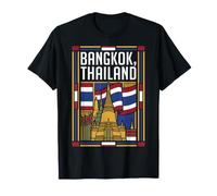 Bangkok Drapeau de la Thaïlande Temple Landmark Vintage Voyage Design T-Shirt