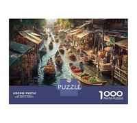 Bangkok Fleuve du Mékong Puzzles 1000 Pieces Cadeau Unique embarcations Jeu Éducatif Défi Jouet pour Adultes Et Enfants À Partir De 12 Ans 38x26cm/1000pcs
