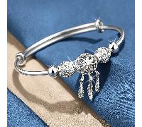Bangles en argent sterling 925 plaqué avec plume de capteur de rêves, design mode, bracelets ajustables de grande qualité pour femmes, port quotidien, cadeaux de vacances Taille UniqueAlliage de cuivr