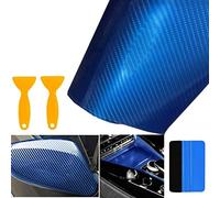 bangminda 6D Film Autocollant Étanche de Voiture Adhésif Vinyle en Fibre de Carbone 6D Autocollant Films Adhésif Film Voiture pour Auto Extérieur Intérieur Décoration (Bleu, 300 x 30 cm)
