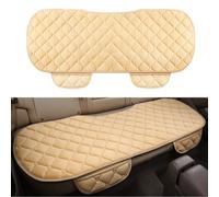 bangminda Coussin de Siège de Voiture Housse de Siège Housse en Velours pour Arrière Chaise Siège Avant Véhicule Housse Protection Tapis Protection pour Animaux Compagnie (1 Siège Arrière, Beige)