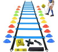 bangminda Football Entrainement Kit Échelle de Rythme de 6 Mètres 20 Cônes de Disque Football Kick Entraîneur Solo Entraînement Échelle de D'agilité Ensemble d'entraînement de Vitesse et d'agilité