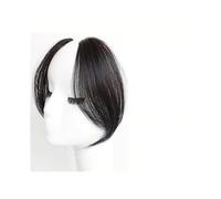 Bangs à clipser 2 pièces de cheveux synthétiques avec frange latérale, facile à épingler, frange dégradée (noir naturel)