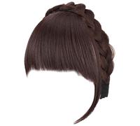 Bangs de cheveux avant, bandeau de perruques synthétiques, Fluffy Front Fake frange, Extensions de cheveux du bandeau non glissant pour les filles - brun foncé