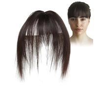 Bangs Hair Clip - Clip On Fringe Extension, Human Hair Piece, Natural Wispy Style | French Air Bang Hairs Accessory for Women Quick Style Change Everyday Fashion Look Comfort Easy Use