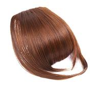 Bangs Hair Extension de cheveux synthétiques à clipser de 15 cm avec frange française, postiche à clipser, frange épaisse et naturelle sur le devant, soignée avec tempe for femmes et filles(Brown)