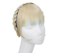 Bangs Hair Extension de frange de bandeau synthétique, fausse frange de cheveux avec de longs côtés for femmes, pince à cheveux(Blonde)