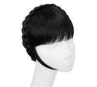 Bangs Hair Extension de frange de bandeau synthétique, fausse frange de cheveux avec de longs côtés for femmes, pince à cheveux(Jet Black)