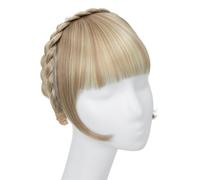 Bangs Hair Extension de frange de bandeau synthétique, fausse frange de cheveux avec de longs côtés for femmes, pince à cheveux(Dirty Blonde)
