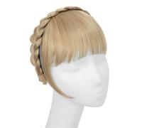 Bangs Hair Extension de frange de bandeau synthétique, fausse frange de cheveux avec de longs côtés for femmes, pince à cheveux(Natural Blonde)
