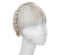 Bangs Hair Extension de frange de bandeau synthétique, fausse frange de cheveux avec de longs côtés for femmes, pince à cheveux(Cold Blonde)