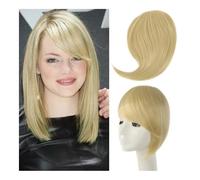 Bangs Hair Extensions de cheveux synthétiques à frange latérale, postiche à Clip, fausse frange, faux cheveux noirs blonds à haute température(Blonde bangs)