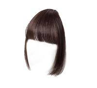Bangs Hair Extensions de franges naturelles assorties à une perruque, franges plates en fibre haute température, coupe princesse, faux cheveux for tenue(Dark Brown)