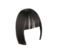 Bangs Hair Extensions de franges naturelles assorties à une perruque, franges plates en fibre haute température, coupe princesse, faux cheveux for tenue(Black Brown)