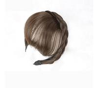 Bangs Hair Fausse frange synthétique, bandes à franges soignées avec tresses à Double rangée, bandeau résistant à la chaleur, Extensions de cheveux(Light Brown)