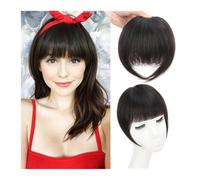 Bangs Hair for Women, Synthetic French Bang with Temples Clip in Hair Extensions Thick Natural Full Bangs Straight Fringe Hairpieces for Daily Wear Hair Extensions(Brown Black)