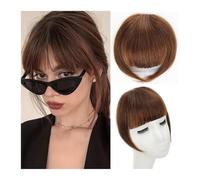 Bangs Hair for Women, Synthetic French Bang with Temples Clip in Hair Extensions Thick Natural Full Bangs Straight Fringe Hairpieces for Daily Wear Hair Extensions(Light Brown)