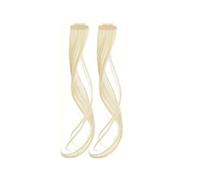Bangs Hair Lot de 2 extensions de cheveux synthétiques à clipser, longues et bouclées, for femmes et filles(Blonde,35 cm)