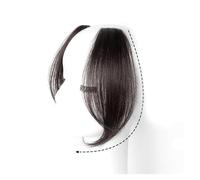 Bangs Hair Lot de 2 extensions de cheveux synthétiques ondulés avec frange latérale for femme(Natural black)