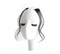Bangs Hair Lot de 2 franges latérales longues de 30 à 35 cm, franges naturelles bouclées à clipser sur le devant for femmes, accessoires d'extensions de cheveux à usage quotidien(Brown black,35cm)