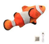 BangShou Électriques Réalistes Mobiles Poisson avec Cataire, Jouets pour Chat d'herbe à Chat, Simulation en Peluche Poissons, Rechargeable USB Jouet à Mâcher Interactif pour Chaton (Poisson Clown)