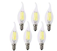 BANGSHUO Lot de 6 ampoules LED E14 vintage candélabre 4 W C35 400 lm Blanc froid 6000 K Lustre Ampoules C35 Filament Ampoule bougie LED E14 Pointe flamme non Intensité variable