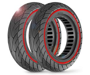 BANGTING 2PCS 10x2.125 Pneus de Trotinette Electrique - Compatibles avec Les Modèles : 8.5x2.0, 8½x2, 50-75-6.1, 10×2.0, 10×2-6.1, 10×2(54-152) | Vérifier la taille de jante (Rouge)