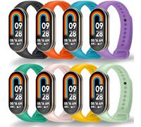 BANGTING 8 Pièces Bracelets Compatible avec Xiaomi Mi Band 10/9/8, Bracelet de Remplacement pour Xiaomi Smart Band 10, Mi Band 9 Bracelet en TPU, longueur Réglable (8 Couleurs)