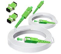 Bangun Lot de 2 câbles Internet à fibre optique SC/APC vers SC/APC - Câble de raccordement blindé à mode unique - Cordon de raccordement optique - Simple - 9/125 um - Compatible OS1/OS2 - LSZH - Blanc - 20 m
