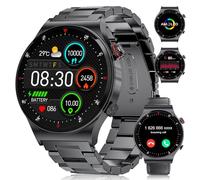 BANGWEI Montre connectée pour homme avec fonction téléphone, AMOLED 1,43", 120 modes sportifs, étanche IP68, batterie 400 mAh, design business tendance avec 2 bracelets, noir