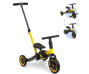 Baninni Billy 4-en-1 Vélo pour Enfants avec Barre de Poussée Gio Jaune