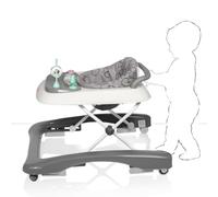 Baninni Pio Trotteur Evolutif Bébé Fille Garçon, 2en1, pousseur, avec plateau d'activités musical amovible, Trotteur bébé facilement pliable, De 6 à 18 mois, Jusqu'à 12 kg, gray dots