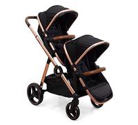 Baninni Poussette Double Duett Luiz - Assises convertible en nacelle - Usage simple ou double - De la naissaince jusqu’à 36kg - Sièges reversible-rose gold