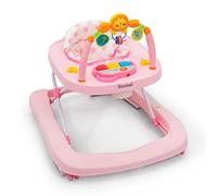 Baninni Totti Trotteur Bébé 2-en-1 Rose avec fonction pousseur, avec plateau multi-activités interactive avec musique amovible, Trotteur bébé réglable en hauteur et facilement pliable, jusqu'à 12 kg