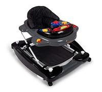 Baninni Trotteur Classic 2-en-1 black dots - pour bébé avec fonction balançoire à roulettes, lumière, musique, centre de jeu Table à manger pour bébé pliable à partir de 6 mois
