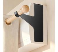 BANJILI Support de Tringle Rideau Sans Perçage Ultra-Résistant - Fixation Adhésive Renforcée pour Coffre de Volet Roulant - Support Métal Robuste 19-28 mm (Noir-4 Supports)