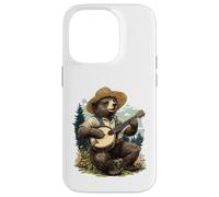 Banjo Bear Folk Music Player Salopette Chapeau de Paille Coque pour iPhone 14 Pro