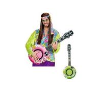 W WIDMANN MILANO Party Fashion - Banjo gonflable, 100 cm, Guitare, Musicien, Chanteur, Flower Power, Accessoire Hippie
