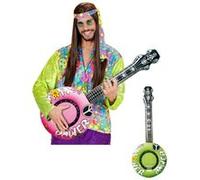 W WIDMANN MILANO Party Fashion - Banjo gonflable, 100 cm, Guitare, Musicien, Chanteur, Flower Power, Accessoire Hippie