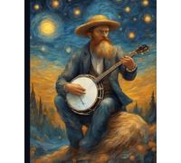 Banjo notebook: Bluegrass folk instrument journal notepad. Whimsical funny van gogh painting style.