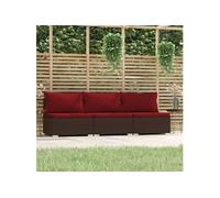 vidaXL Bank 3-zits met kussens poly rattan bruin317550 G