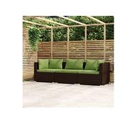vidaXL Bank 3-zits met kussens poly rattan bruin317555 G