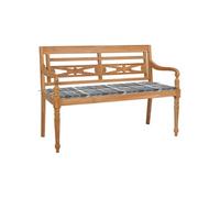 Bank Batavia met grijs geruit kussen 120 cm massief teakhout3062168