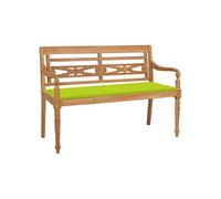 vidaXL Banc Batavia avec coussin vert vif 120 cm Bois de teck massif Vert