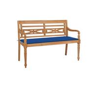 Bank Batavia met koningsblauw kussen 120 cm massief teakhout3062164