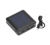 Bank d’Énergie Solaire 10000mAh, 3 Sorties USB, Mini Chargeur Portable Noir - Double Mode de Charge, Lampe LED Intégrée, Parfait pour Camping en Plein Air