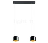 Bankamp Grand Flex Suspension LED 2 foyers noir anodisé/verre noir/doré - ø20 cm Ce luminaire comporte des modules à LED prémontés de classes énergétiques A A++, A+, A
