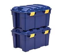 BANKERS BOX 40L Boîte fourre-tout en plastique, pack de 2, Polypropylène sans BPA, couvercles 100% recyclés, emboîtables et empilables, couvercle fendu, 33x39x59cm, polyvalent pour maison et bureau